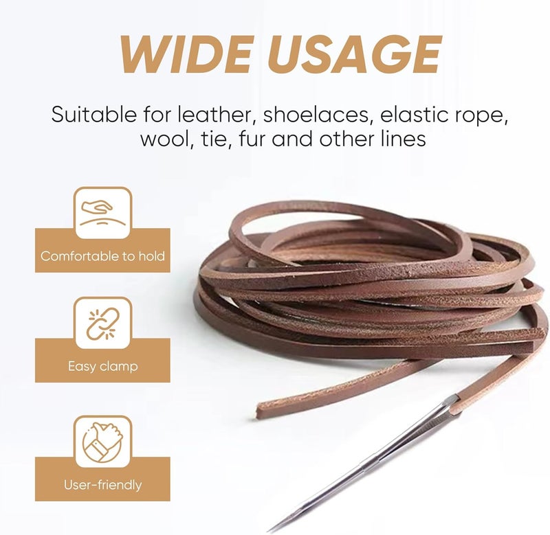 ALLCLEAN 2Pcs Sewing Leather Needle Manual Lacing Threading Single Prong Steel Needle LeatherCraft Tool Handmade Leather Needles for Hand Stitching-Stainless Steel Lacing Needles - Image 4